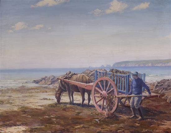 Denys Law Fishermen gathering seaweed 40 x 50cm